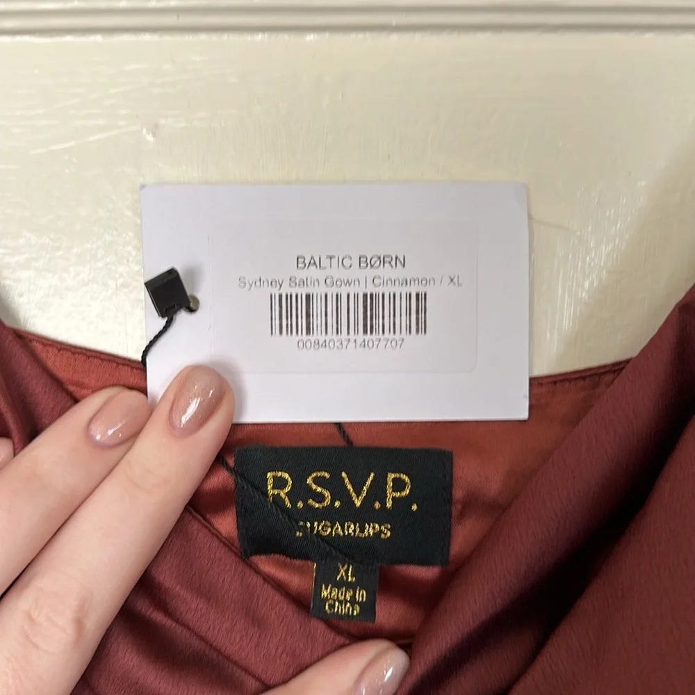 NWT Sugarlips Sydney Satin Gown | Size XL | Color: Cinnamon / Rust / Copper - Picture 3 of 7